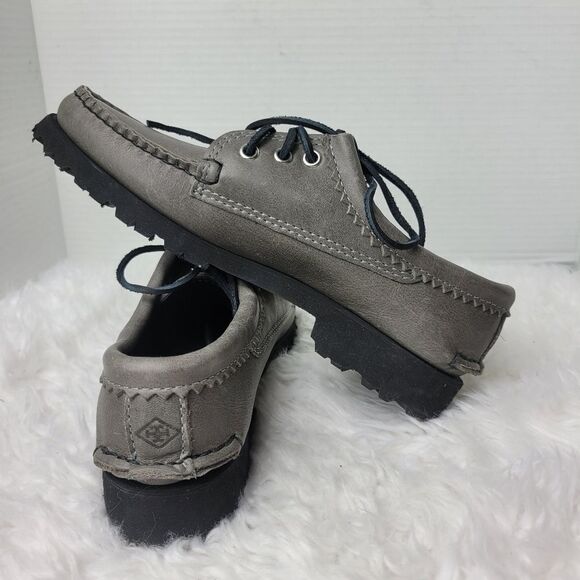 Quoddy Maliseet Bluchers Mens Size 7 D Oxford Gray Leather Boat Shoes New main image 4